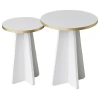 Skye Decor , Mushroom 2 - Gold, White, Set de table basse, 100 % MELAMINE COATED PANELS, Gold, 40 x 40 x 50 cm