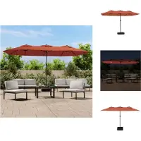 vidaXL Parasol double avec lampes LED rouge terracotta 449x265 cm