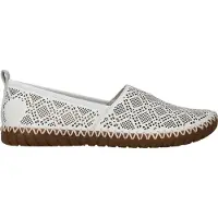Rieker Damen Leder Slipper Weiß