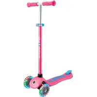 Globber PRIMO PLUS LIGHTS – Trottinette pour enfants, 120/80 mm, ABEC 9, 3 roues, hauteur réglable, roues lumineuses LED, rose