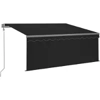 vidaXL Store automatique avec rideau LED capteur de vent 3x2,5 m anthracite