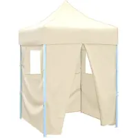 vidaXL Tente de réception pliable avec 4 parois 2x2 m Acier Crème