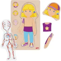 Goki Puzzle - - Puzzle corps humain modèle fille - 5 couches - Éducatif - Multicolore