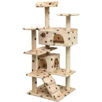 vidaXL Arbre à chat 125 cm imprimé pattes Beige