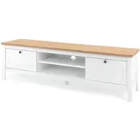 CALICOSY - Meuble TV 2 tiroirs L160 cm -Reproduction Blanc - BERGEN