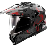 LS2 MX702 Pioneer II Crazy Noir Rouge Casque Adventure Taille XL