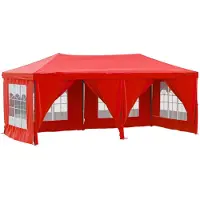 vidaXL Tente de réception pliante avec parois latérales rouge 3x6 m
