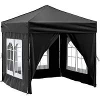 vidaXL Tente de réception pliante avec parois latérales noire 2x2 m