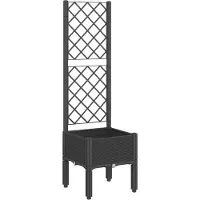 vidaXL Jardinière avec treillis noir 40x40x142 cm PP