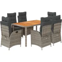 vidaXL Ensemble de jardin 7 pièces avec coussins Gris Poly rotin