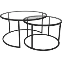 Skye Decor , Biélorussie - Noir, ensemble de tables basses, 100 % verre trempé, noir, 80 x 80 x 45 cm