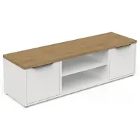 CALICOSY - Meuble TV 2 portes et 2 nichesReproduction chêne et blanc L135 cm - ACCESS
