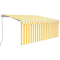 vidaXL Store manuel rétractable avec enrouleur 3x2,5 m jaune et blanc