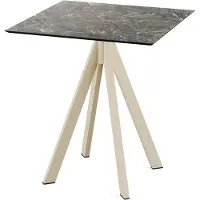 Essentials Infinity - Table de patio, structure couleur sable + plateau HPL effet marbre Galaxy, 70 x 70 cm, 1 pièce