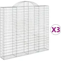vidaXL Gabions avec arc surélevé 3 pcs. 200x30x180/200cm Fer galvanisé