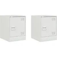 vidaXL Tables de chevet 2 pcs blanc 34,5x39x44 cm acier