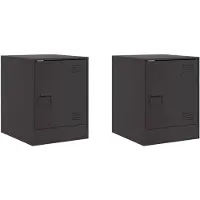 vidaXL Tables de chevet 2 pcs noir 34,5x39x44 cm acier