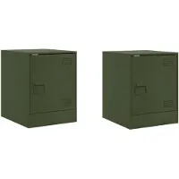 vidaXL Tables de chevet 2 pcs vert olive 34,5x39x44 cm acier