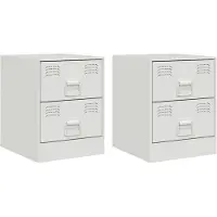 vidaXL Tables de chevet 2 pcs blanc 34,5x39x44 cm acier