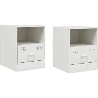 vidaXL Tables de chevet 2 pcs blanc 34,5x39x44 cm acier