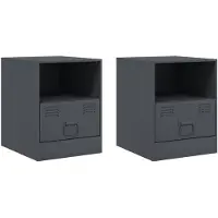vidaXL Tables de chevet 2 pcs anthracite 34,5x39x44 cm acier