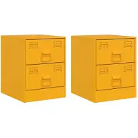 vidaXL Tables de chevet 2 pcs jaune 34,5x39x44 cm acier