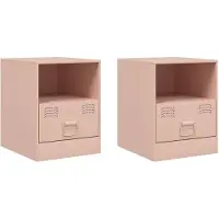 vidaXL Tables de chevet 2 pcs rose 34,5x39x44 cm acier