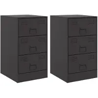 vidaXL Tables de chevet 2 pcs noir 34,5x39x62 cm acier
