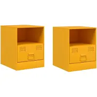 vidaXL Tables de chevet 2 pcs jaune moutarde 34,5x39x44 cm acier