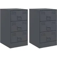vidaXL Tables de chevet 2 pcs anthracite 34,5x39x62 cm acier