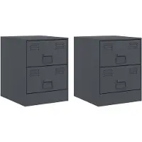 vidaXL Tables de chevet 2 pcs anthracite 34,5x39x44 cm acier