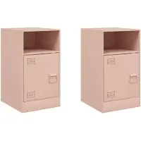 vidaXL Tables de chevet 2 pcs rose 34,5x39x62 cm acier