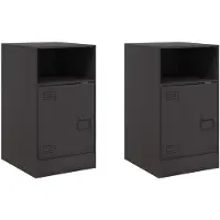 vidaXL Tables de chevet 2 pcs noir 34,5x39x62 cm acier