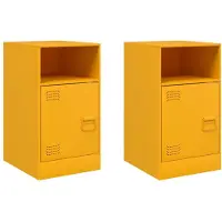 vidaXL Tables de chevet 2 pcs jaune moutarde 34,5x39x62 cm acier