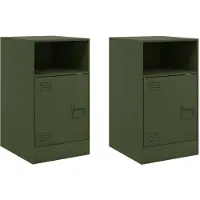 vidaXL Tables de chevet 2 pcs vert olive 34,5x39x62 cm acier