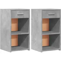 vidaXL Tables de chevet 2 pcs gris béton 35x34x65 cm bois ingénierie