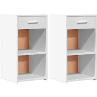vidaXL Tables de chevet 2 pcs blanc 35x34x65 cm bois d'ingénierie