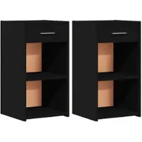 vidaXL Tables de chevet 2 pcs noir 35x34x65 cm bois d’ingénierie