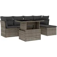 vidaXL Ensemble de salon de jardin 6 pièces avec coussins Gris Poly rotin
