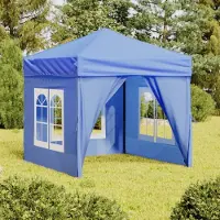 The Living Store Tente de réception pliable avec parois latérales Bleu 2x2 m