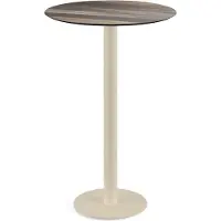 Essentials Table de bar Urban avec structure couleur sable et plateau en stratifié haute pression (HPL) imitation bois tropical, Ø 70 cm, 1 pièce