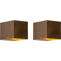 QAZQA Ensemble de 2 appliques murales intelligentes bronze foncé 8 cm avec WiFi G9 - Transfer