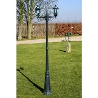 vidaXL Lanterne de jardin à 2 flammes 215 cm vert foncé/noir aluminium