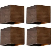 QAZQA Ensemble de 4 lampes murales intelligentes en bois de noyer avec WiFi G9 - Transfer