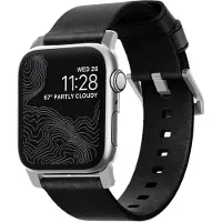 Nomad Bracelet moderne en cuir pour Apple Watch | 44/45/46/49 mm - Black / Silver