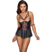 Cottelli collection Bondage - ensemble brillant avec menottes de bras (noir) - 85B/L