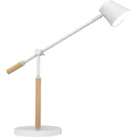 Unilux Lampe de table LED VICKY, 9 W, 900 lm, 3000 K, 3 intensités lumineuses, intensité lumineuse variable, fonction de recharge USB, bois de hêtre &amp; acier, blanc-hêtre