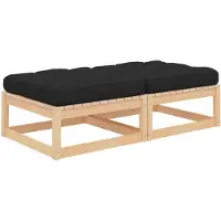vidaXL Tabouret de jardin avec coussin 2 pcs. Pin massif