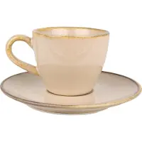 Bonna Sand Hygge - Tasses à Espresso et soucoupes - 80 cc - Porcelaine - set de 6 pièces