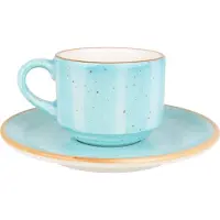 Bonna Aura Aqua - Tasses à espresso et soucoupe - 80 cc - Porcelaine - Lot de 6